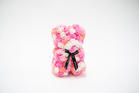 Small Pink Multicolor Rose Teddy Bear