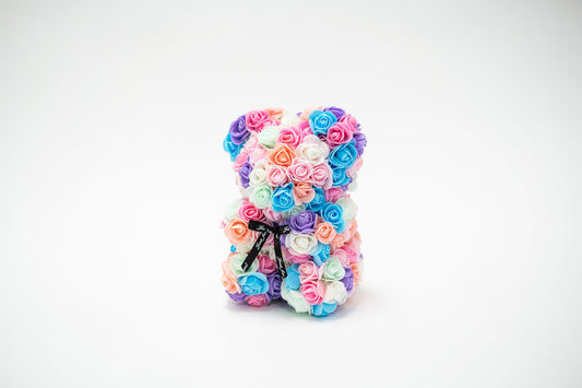 Small Cotton Candy Multicolor Rose Teddy Bear