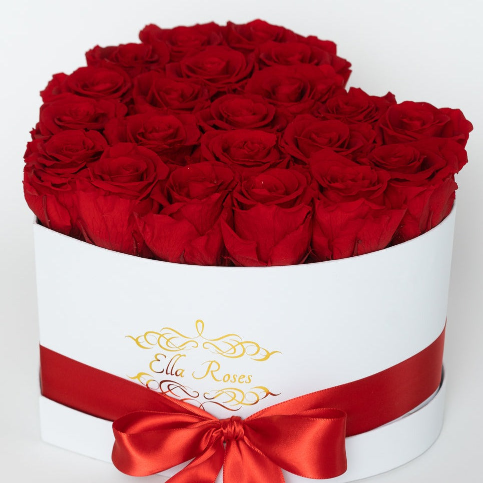 Heart White Box | Passionate Red Roses