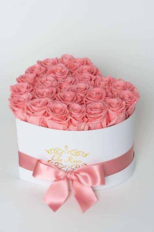 Heart White Box | Pink Roses