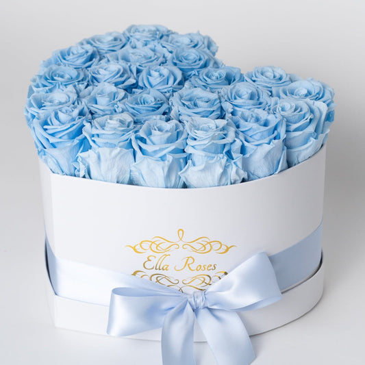 Heart White Box | Baby Blue Roses