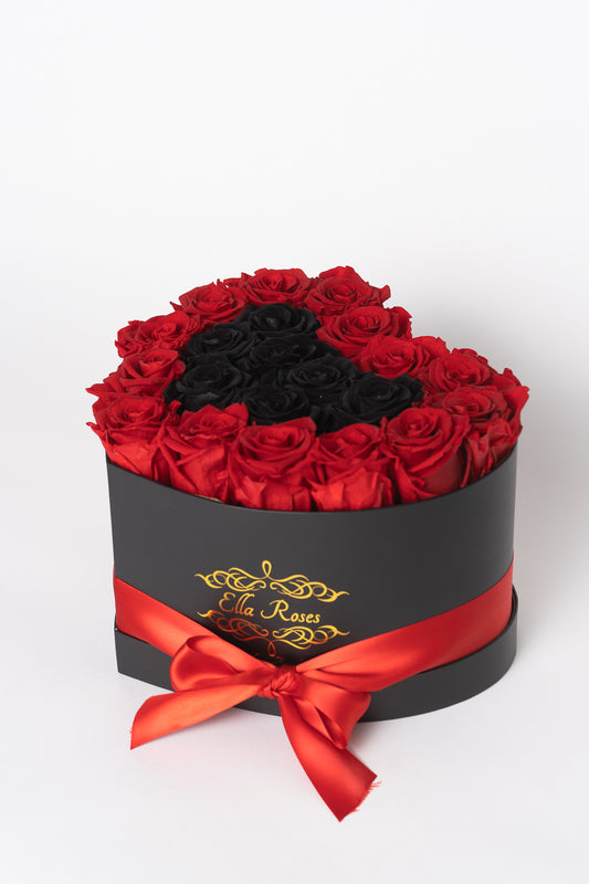 Heart Black Box | Red & Black Roses