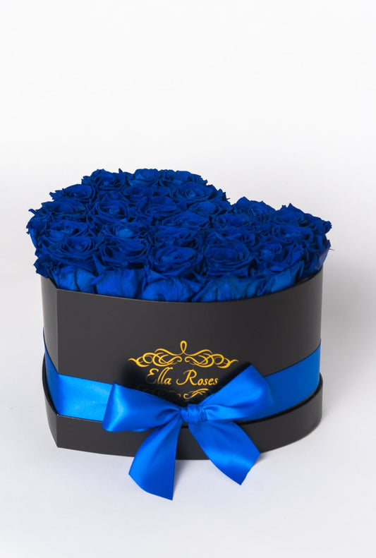 Heart Black Box | Royal Blue Roses