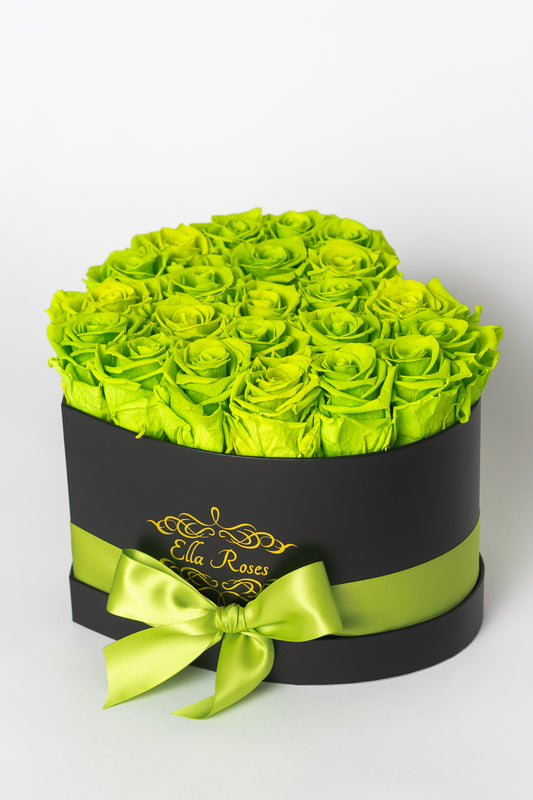 Heart Black Box | Lime Green Roses