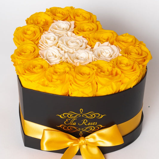 Heart Black Box | Yellow & Chic Champagne Roses