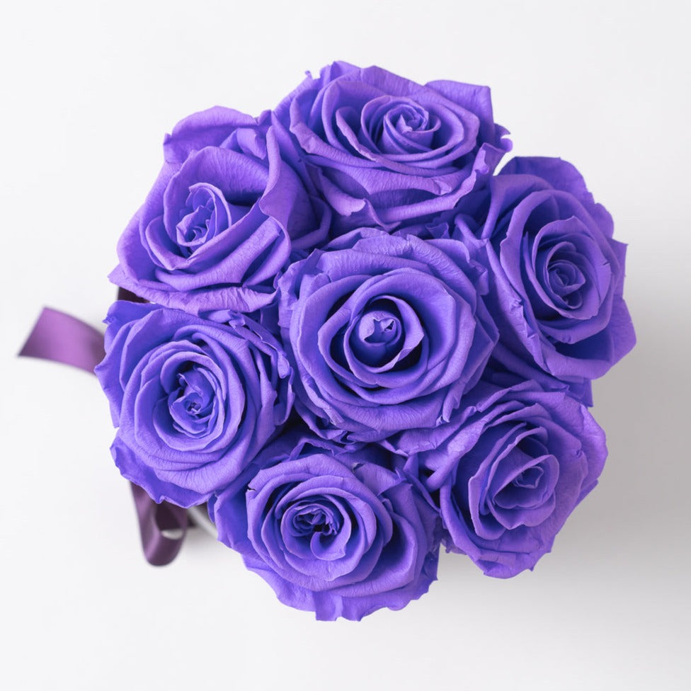 Small Black Round Box | Purple Roses