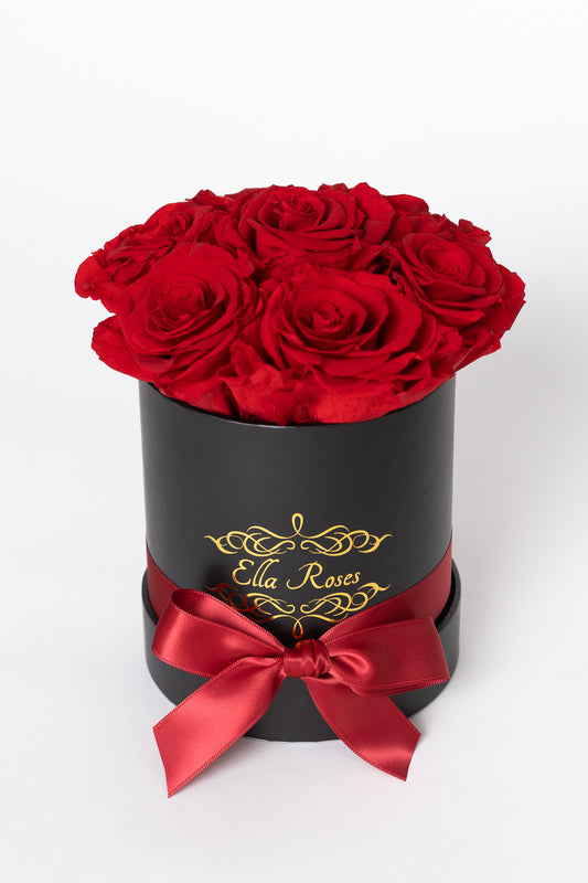 Small Black Round Box | Red Roses