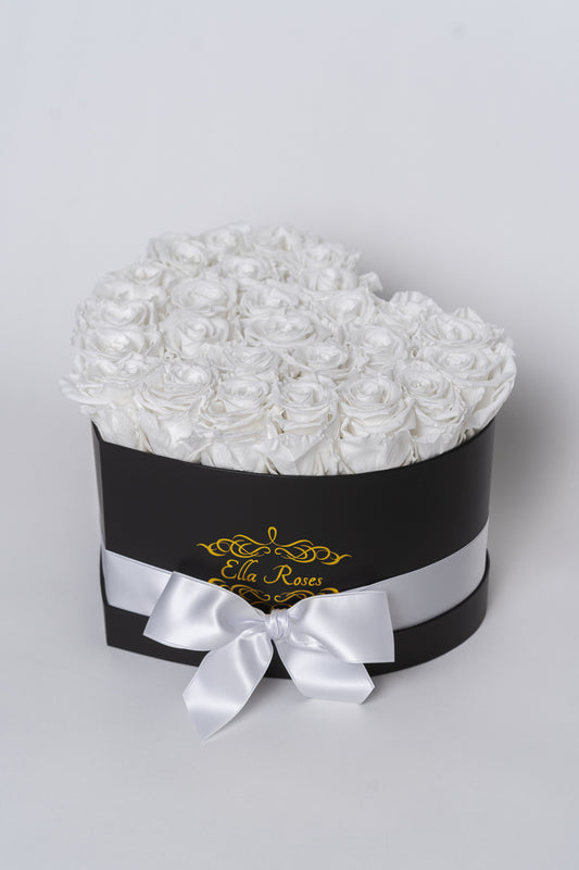 Heart Black Box | White Roses