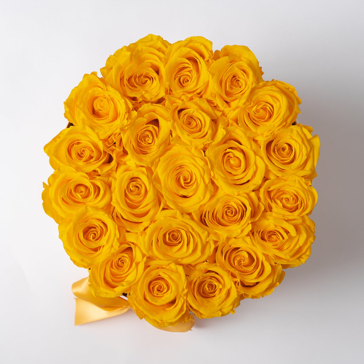 Large White Round Box | Yellow Roses