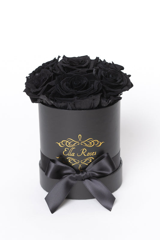 Small Black Round Box | Black Roses